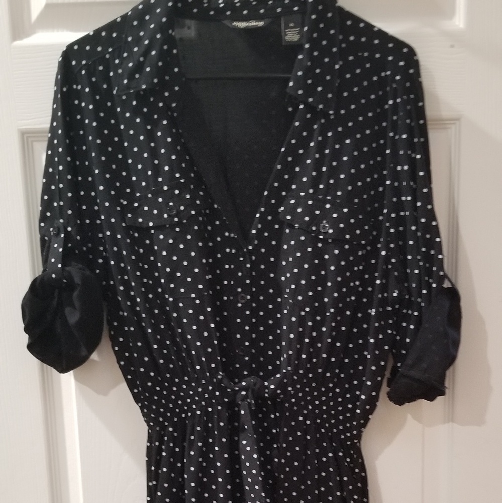 Sexy black & white polka dot dress